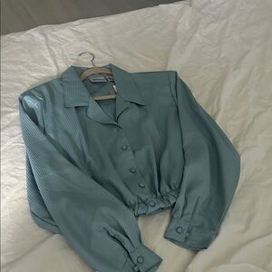 Worthington Teal Button-Up Blouse